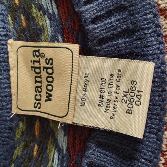 Scandia Woods 2XL Blue Tan Fair Isle Sweater - Picture 3 of 15